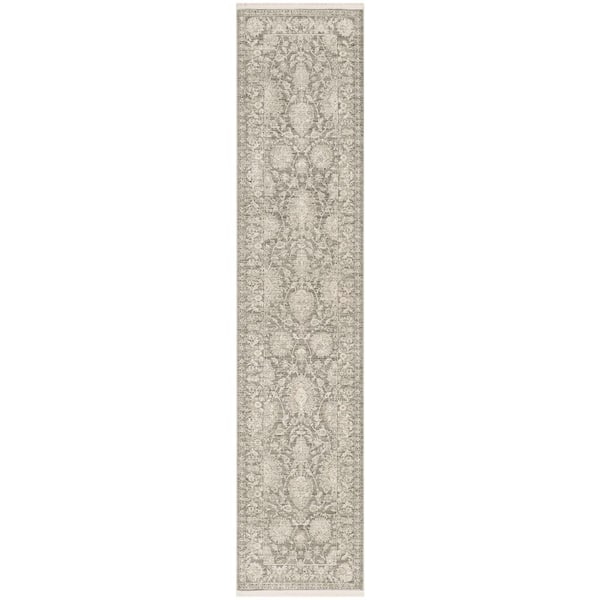 Outlines Sage Ivory 2 ft. x 10 ft. Medallion Traditional Runner Area Rug