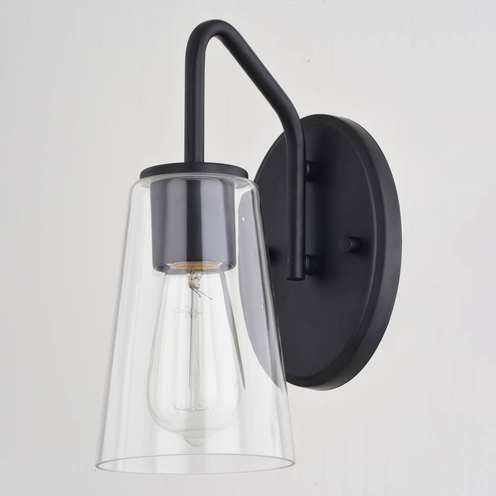 Matte Black Outdoor Dimmable Wall Sconce with Clear Glass