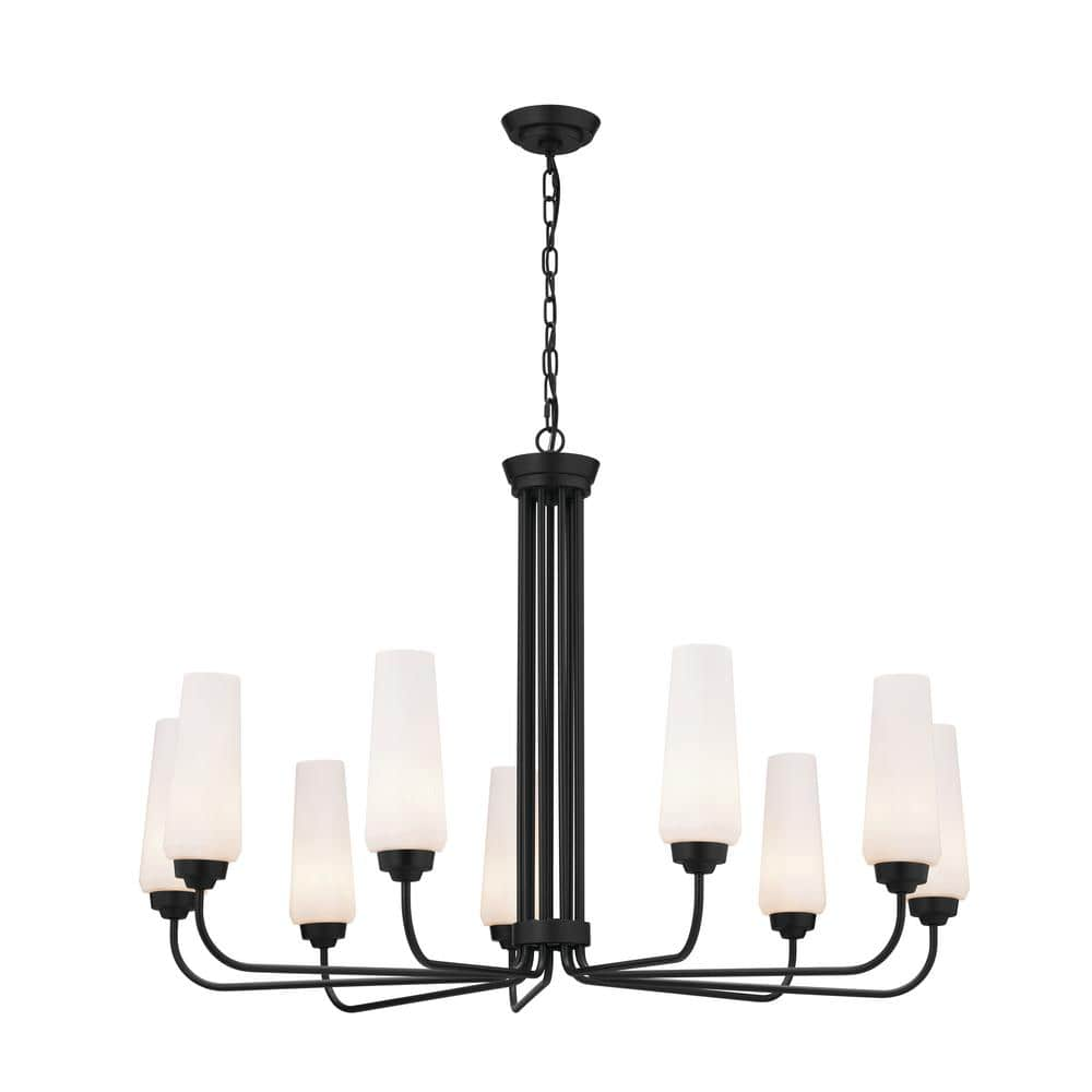 KICHLER Truby 38 In 9 Light Black Art Deco Shaded Empire Chandelier   Black Kichler Chandeliers 52481bk 64 1000 