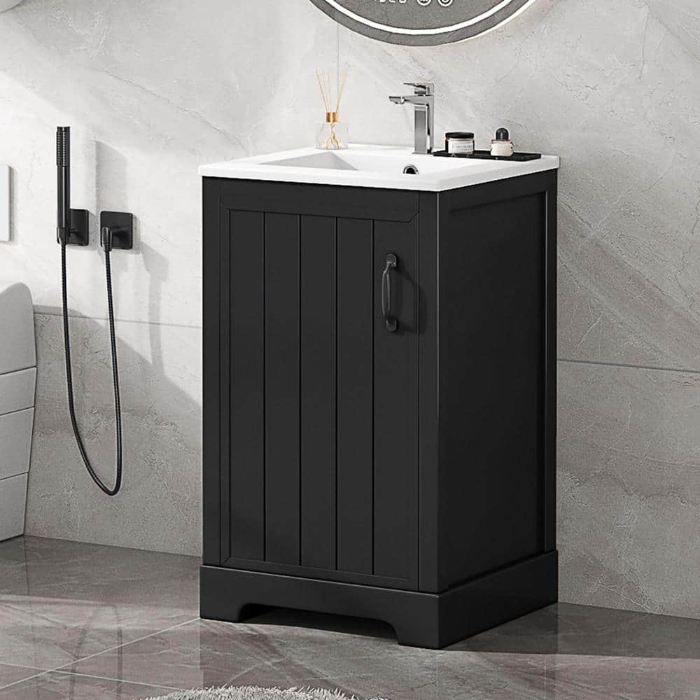 20 in. W x 18.3 in. D x 33 in. H Single Sink Freestanding Bath Vanity in Bl