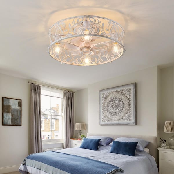 Genoci 20.1 in. Indoor Distressed White Farmhouse Caged Ceiling