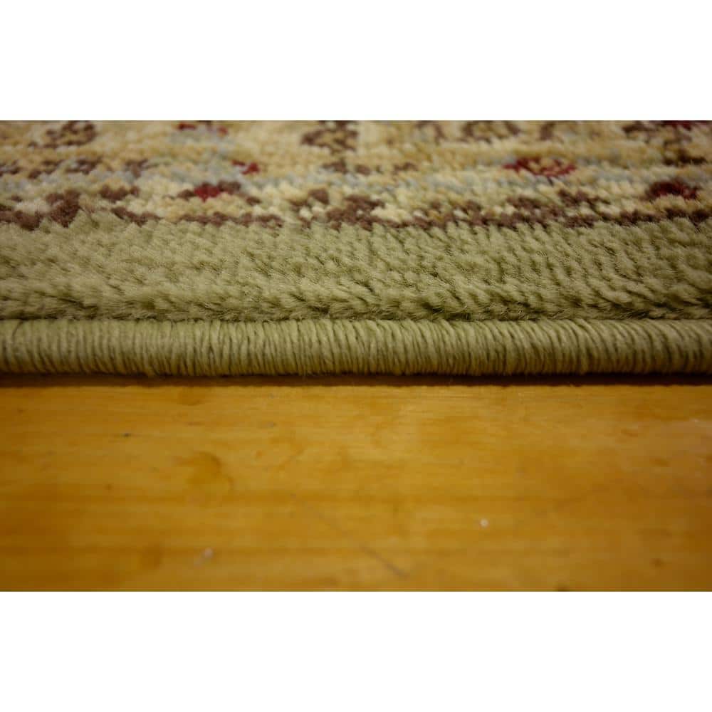Elegant Square Floral Indoor Area Rug, 4'1", Light Green and Cream