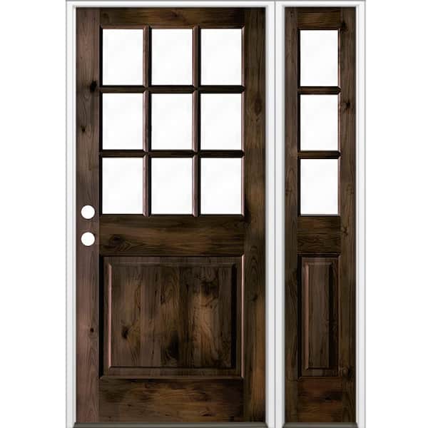 Krosswood Doors 50 in. x 80 in. Alder 2 Panel Right-Hand/Inswing Clear Glass Black Stain Wood Prehung Front Door w/Right Sidelite