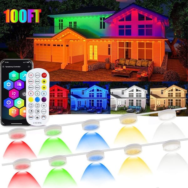72-Light 100 ft. Outdoor Plug-In RGB Wi-Fi and Bluetooth Smart Integrated LED Permanent Fairy String-Light for House