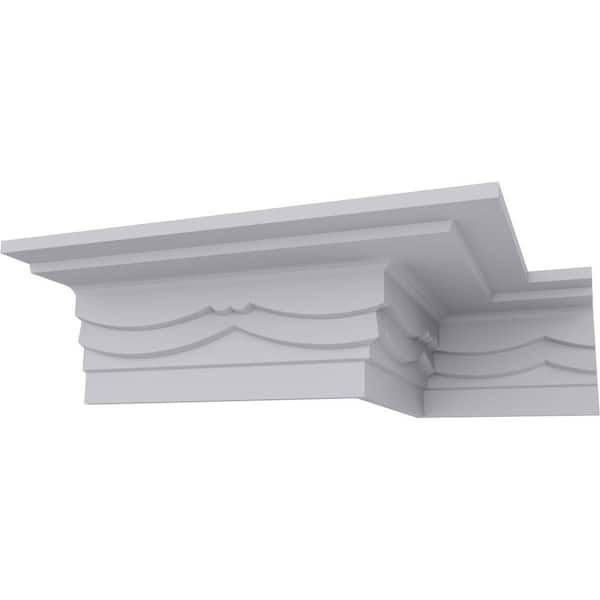 Ekena Millwork SAMPLE - 4-1/4 in. x 12 in. x 4-1/8 in. Polyurethane Bateman Swag Crown Moulding