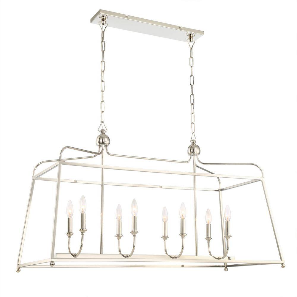 Sylvan Polished Nickel 8-Light Rectangular Chandelier
