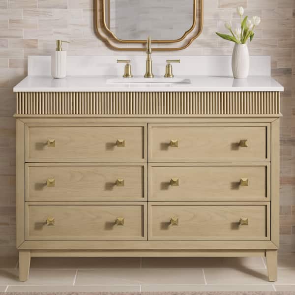 Danby 48 in. Single Sink Platinum Oak Bath Vanity with White Engineered Marble Top (Assembled)