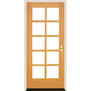 36 in. x 80 in. French LH Full Lite Clear Glass Natural Stain Douglas Fir Prehung Front Door