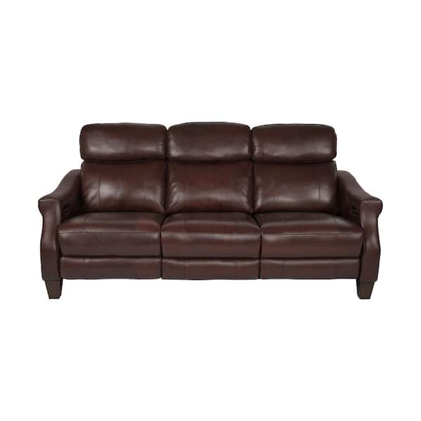 Felicity 83.5 in. Straight Arm Leather Contemporary Zero Gravity Power Reclining Sofa in Chocolate