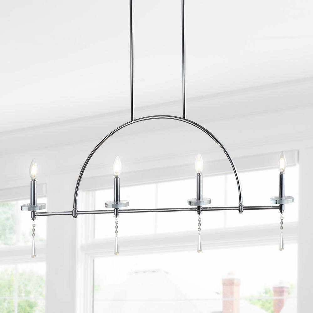 Doris Contemporary Chrome 41" LED Linear Pendant with Crystal Accents