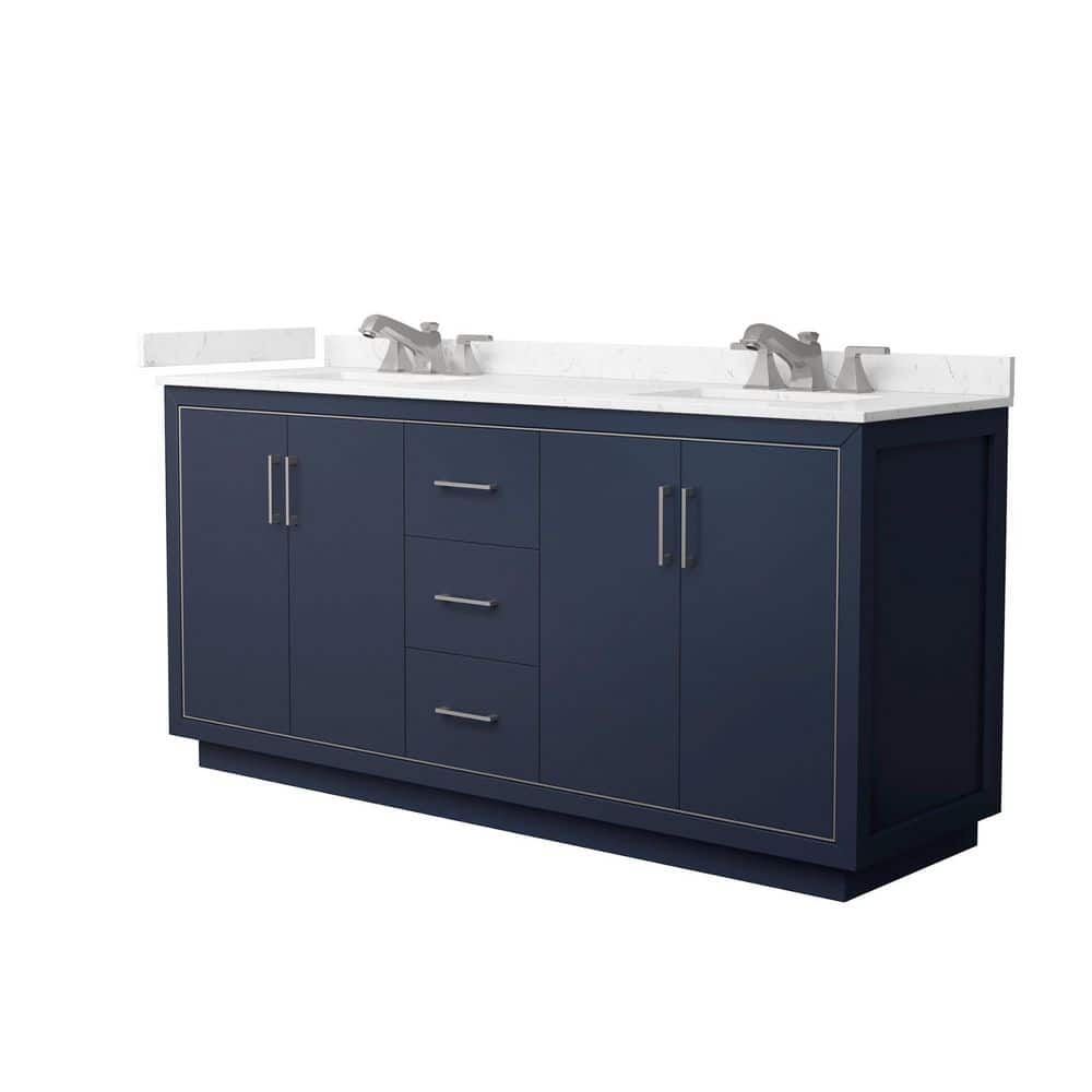 Icon 72 in. Double Freestanding Dark Blue Bath Vanity with Carrara Cultured Marble Top Assembled price history on PriceWatchPro