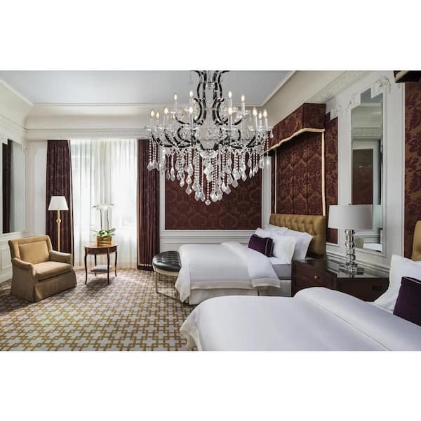 YUYI Candle Chandelier 41 in. 18-Lights Black Luxury Crystal