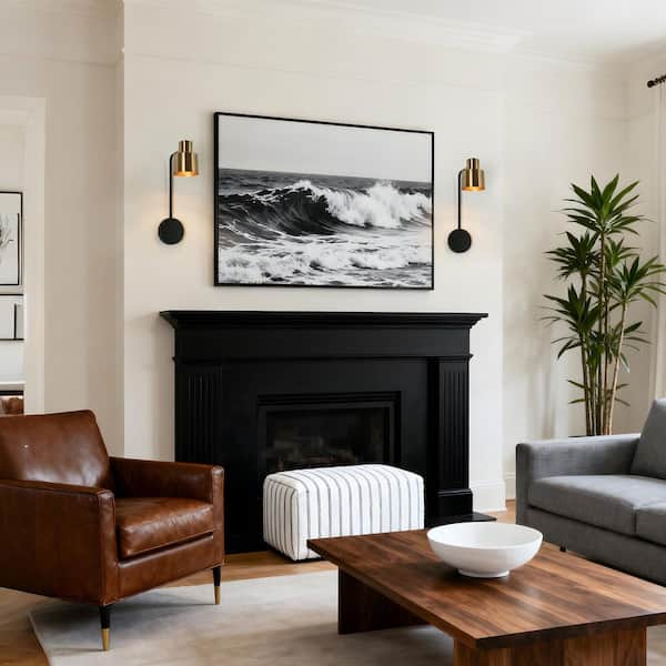 Transitional 1-Light Black and Brass Wall Sconce Lighting, Adjustable Wall Lamp for Bedroom, Hallway, Armed Sconce