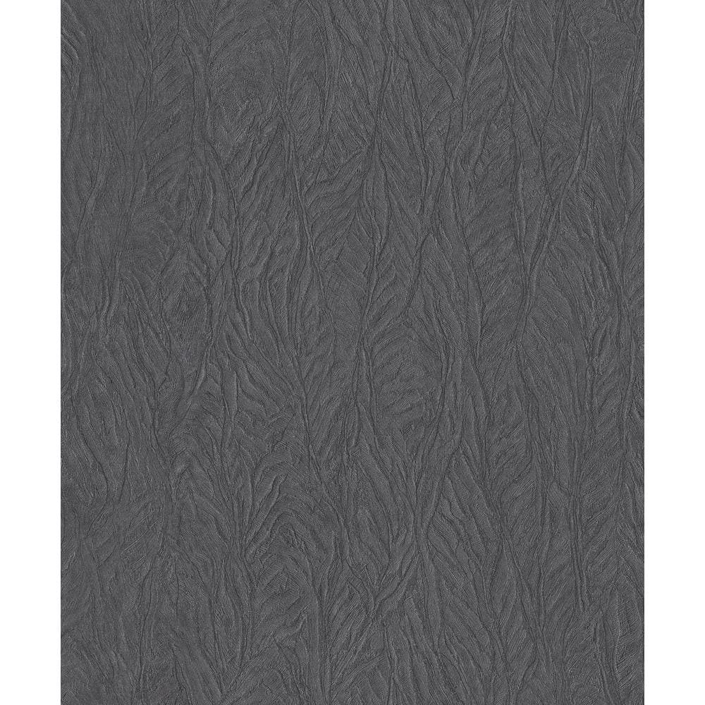 Ambiance Charcoal Metallic Textured Leaf Emboss Vinyl Non-Pasted Wallpaper 