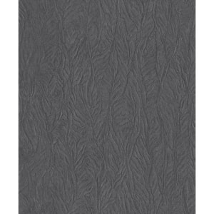 Ambiance Charcoal Metallic Textured Leaf Emboss Vinyl Non-Pasted Wallpaper (Covers 57.75 sq.ft.)