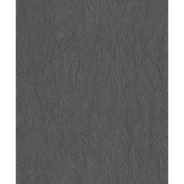 Unbranded Ambiance Charcoal Metallic Textured Leaf Emboss Vinyl Non-Pasted Wallpaper (Covers 57.75 sq.ft.)