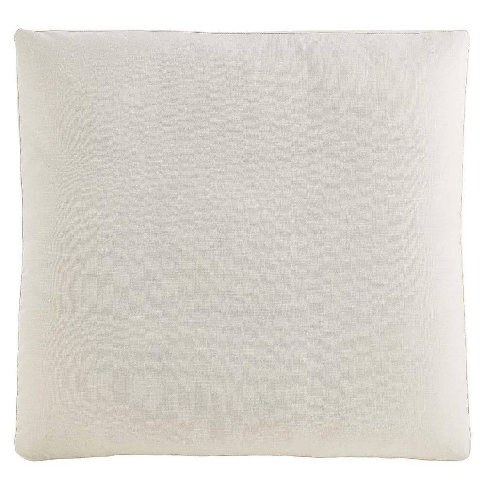 Commix Plush Light Beige Overstuffed Ottoman with Linen Texture