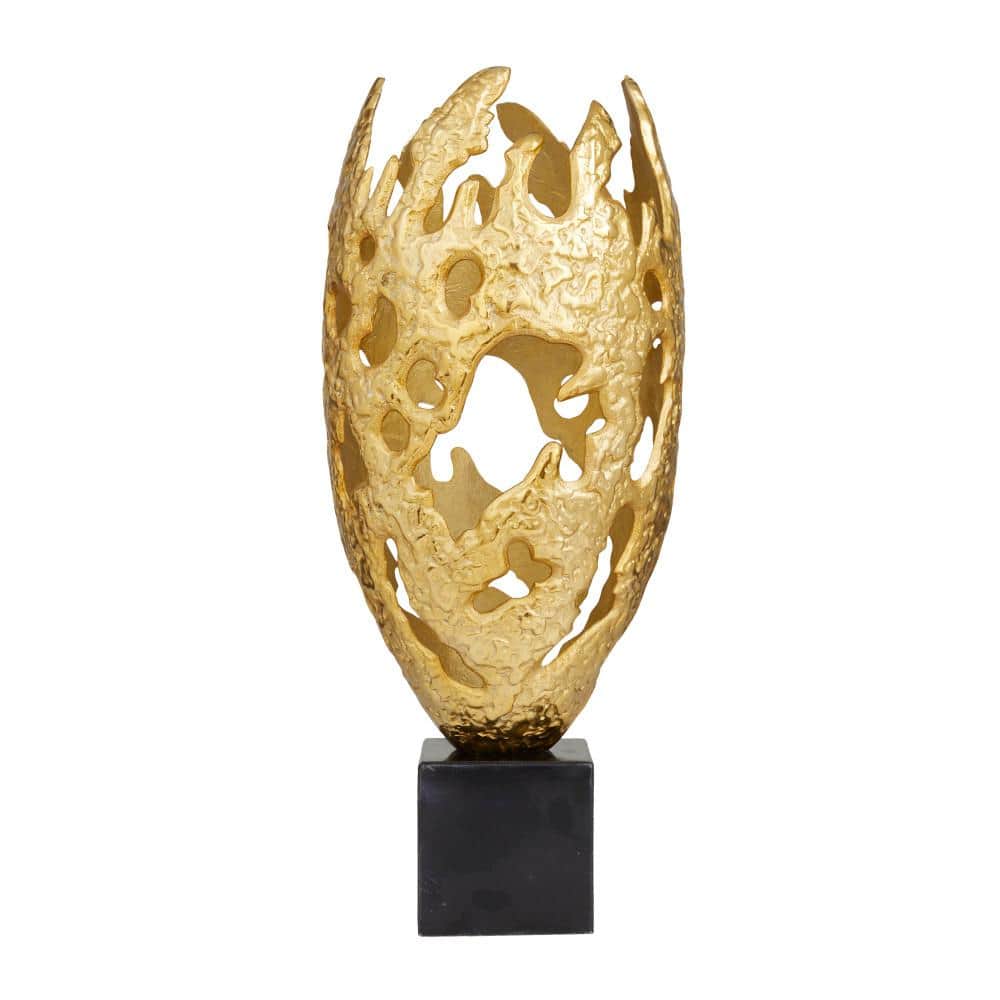 Gold Medium Aluminum Oval Contemporary Tabletop Statue