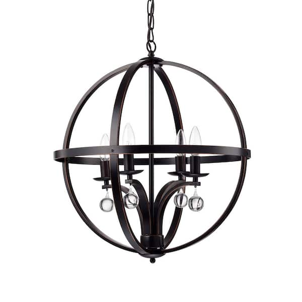Warehouse of Tiffany 22 in. 4-Light Aleesh Indoor Matte Bronze Chandelier