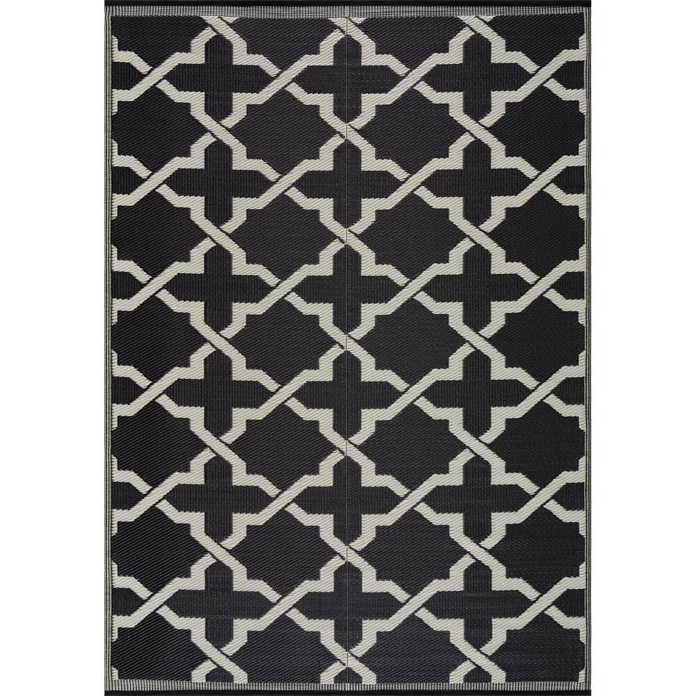 Beverly Rug Lightweight Trellis Black/White 8 ft. x 10 ft. Reversible