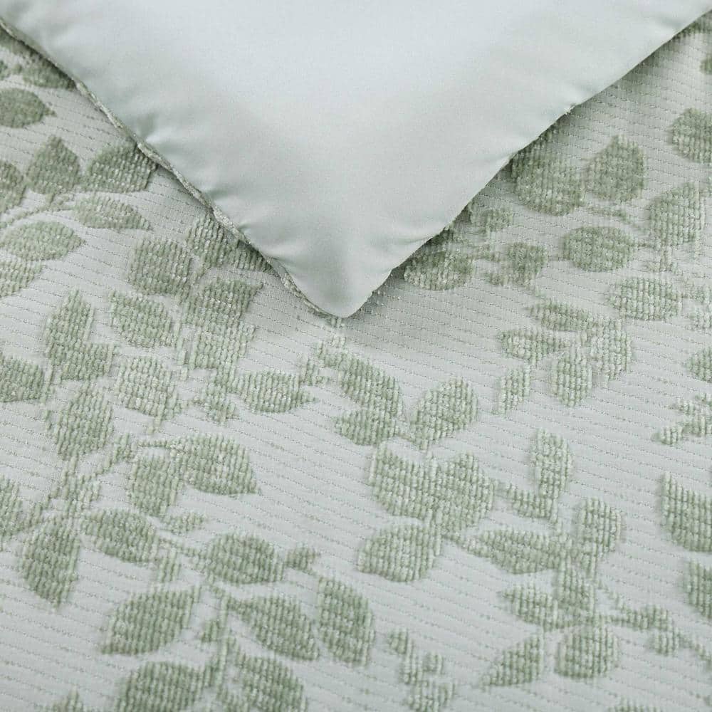 Sage Green Full Microfiber Reversible Jacquard Comforter Set