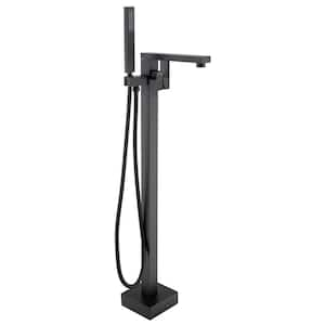 Single-Handle Freestanding Tub Faucet with Hand Shower in Matte Black