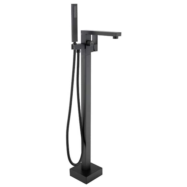 Single-Handle Freestanding Tub Faucet with Hand Shower in Matte Black