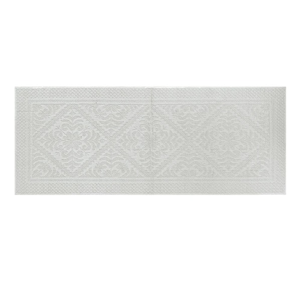 Better Trends Provence Collection White 20 in. x 60 in. 100% Cotton Bath Rug