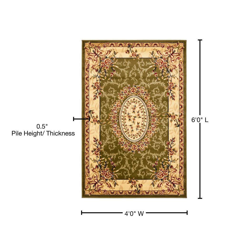Ivory and Sage Rectangular Synthetic Hand-knotted Area Rug, 4' x 6'