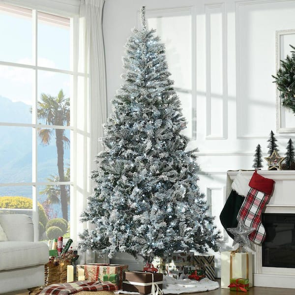 ストウブ クリスマスツリーシグネチャーココット ホワイト 7.5 ft. Flocked Artificial Christmas Tree Arrangement with Cold