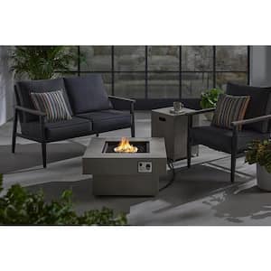 Rutherford Grey Concrete 30 in. Square Low Profile Steel Gas Fire Pit with Tank Holder