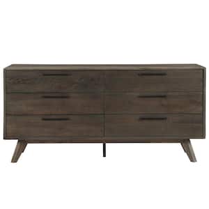 Astoria 6-Drawer Dark Brown Solid Oak Dresser 31 in. x 63 in. x 18 in.