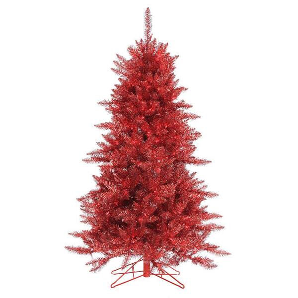 Sterling 5 ft. Pre-Lit Red and Silver Frasier Fir Artificial Christmas Tree