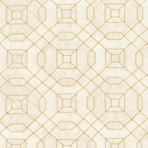 Unbranded Metallic FX Cream and Gold Geometric Non-Woven Paper Wallpaper Sample