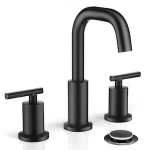 8 in. Widespread 2-Handles Bathroom Sink Faucet with Full-Copper Pop Up Drain and Valve