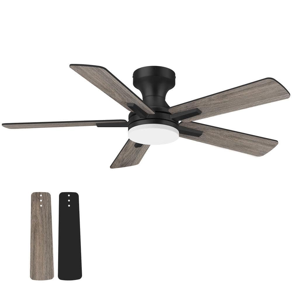 42 in. Standard Style Black Flowing Light Black Flush Mount Standard Ceiling Fan with 18W Dimmable LED Light price history on PriceWatchPro