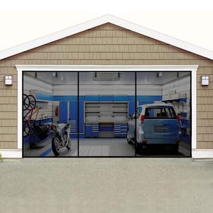 8 ft. x 7 ft. Black Fiberglass Magnetic Stationary Garage Door Screen