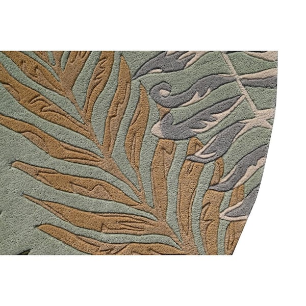 Kai Light Sage 8 ft. Round Neutral Coastal Hand-Tufted Wool Area Rug