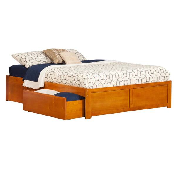 AFI Concord Caramel Queen Platform Bed with Flat Panel Foot Board and 2-Urban Bed Drawers