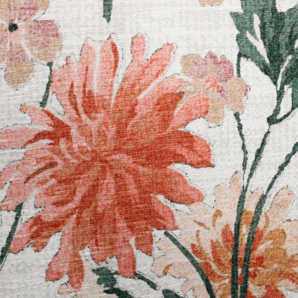Laura Ashley Red Floral Chenille Washable Non-Slip Runner Rug Set