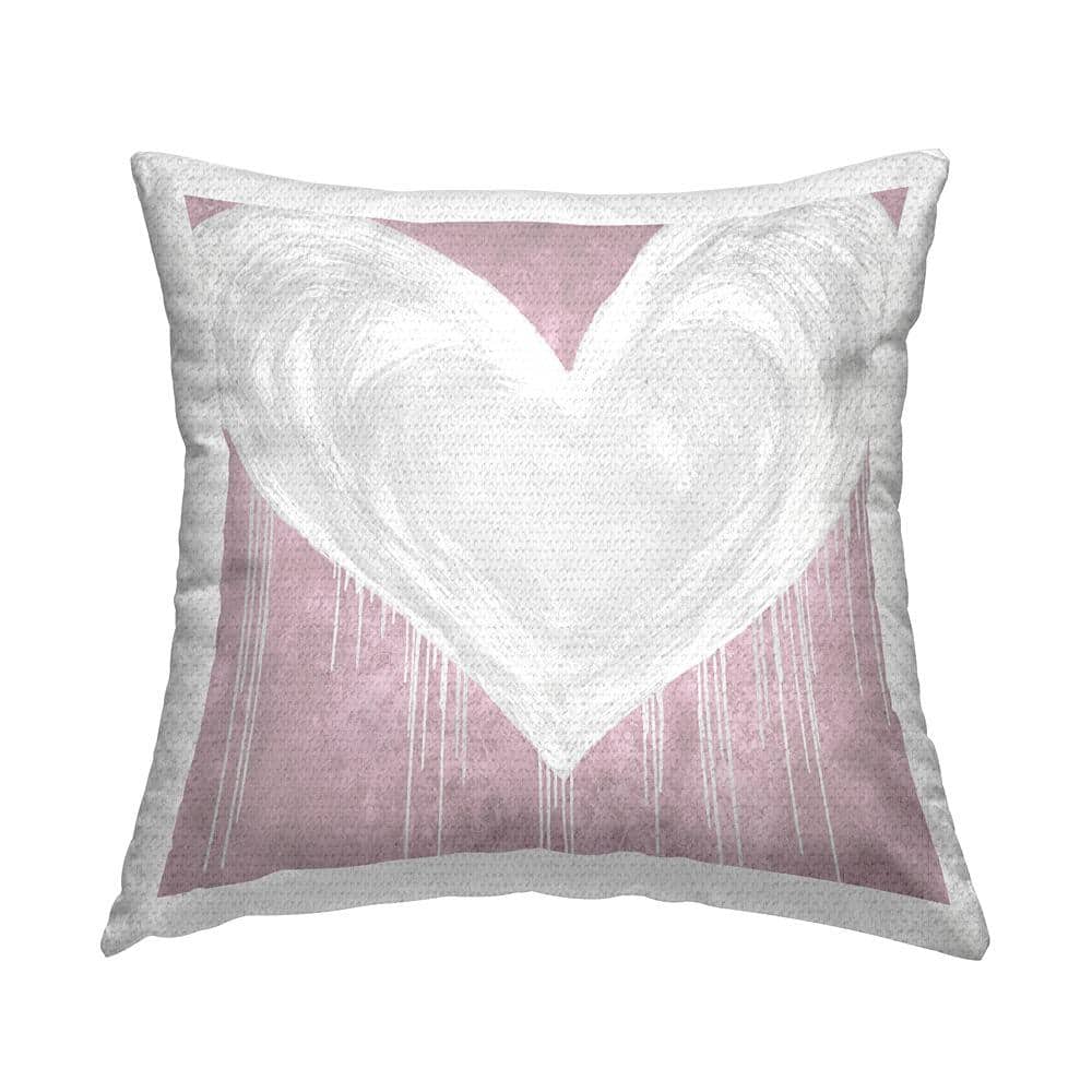 Stupell Industries Soft Pastel Pink Heart Shape Pink Square Outdoor Throw Pillow