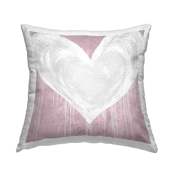 Stupell Industries Soft Pastel Pink Heart Shape Pink Square Outdoor Throw Pillow