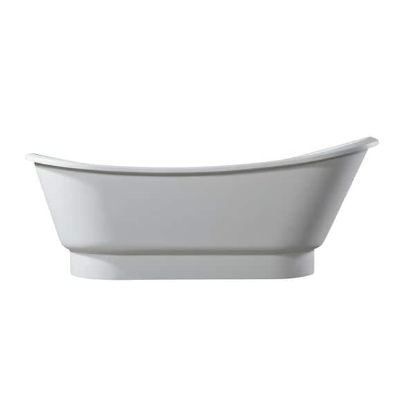 Barclay Products Becki 67 in. Stone Resin Flatbottom Oval Bathtub in Glossy White