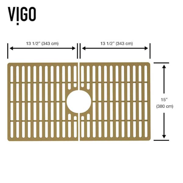 Vigo 27 in. x 15 in. Silicone Bottom Grid for Single Bowl Kitchen Sink in Matte Gold