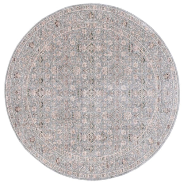 Princeton 7 ft. x 7 ft. Sage/Ivory Distressed Oriental Round Area Rug