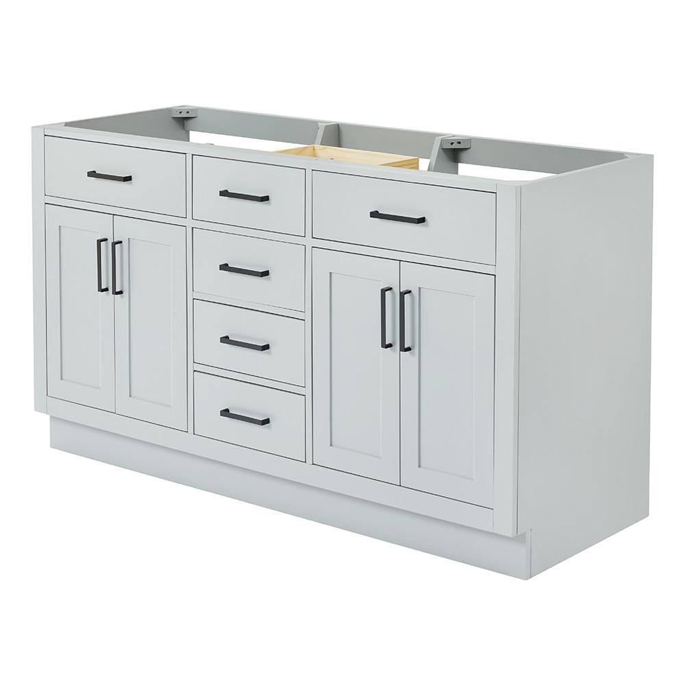 Gray 60'' Double Freestanding Hardwood Vanity Base