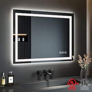 40 in. W x 32 in. H Rectangular Frameless LED Light Anti-Fog Wall Bathroom Vanity Mirror with Backlit and Front Light