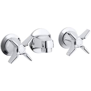 Triton Commercial 2-Handle Wall Mount Commercial Bathroom Faucet with Low-Arc in Polished Chrome