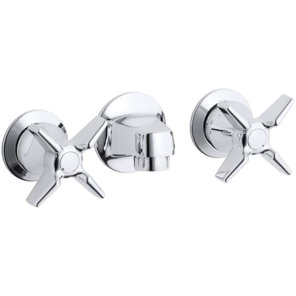 KOHLER Triton Commercial 2-Handle Wall Mount Commercial Bathroom Faucet with Low-Arc in Polished Chrome