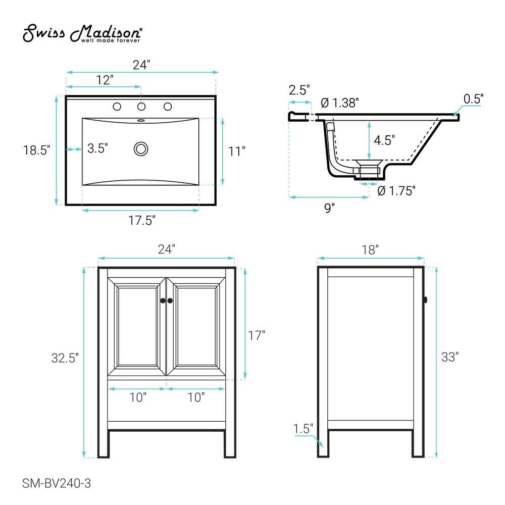 Natural Oak and White Ceramic Freestanding Bathroom Vanity